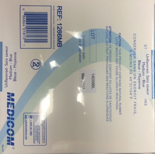 Medicom Dental Dam, 6" x 6" (152mm x 152 mm), Medium Gauge, Unscented, Blue, 36bx