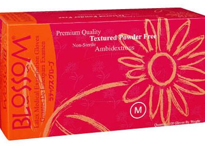 Blossom Powder Free Textured Latex Exam Gloves- Large, 100/box