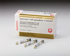 Septocaine Articaine 4% with Epinephrine 1:100,000, 1.7 mL (Rx), 50 cartridges/bx