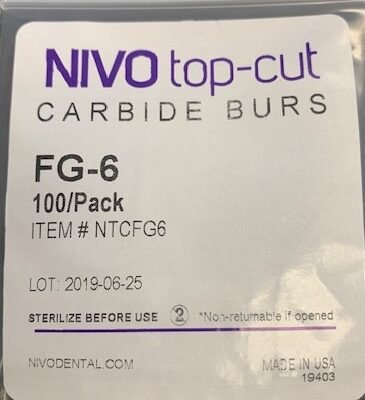 NIVO top-cut Carbide Burs FG-6 100/Pack 