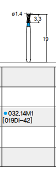 Osung Etcetera Double Inverted Cone FG Shank 032-14M1 (019DI-42) Medium Grit Diamond Bur 5/PK