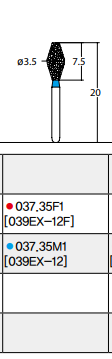 Osung Crown Posterior/ Occlusal Reduction Double Conical FG Shank 037-35M1 (039EX-12) Medium Grit Diamond Bur 5/PK