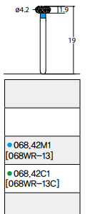 Osung Crown Anterior/ Proximal Cutting, Lingual Reduction Wheel Round FG Shank 068-42C1 (068WR-13C) Coarse Grit Diamond Bur 5/PK