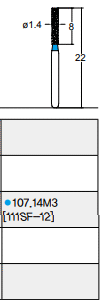 Osung Crown Anterior/ Labial, Axial, Lingual Axial Reduction and Margin Shoulder (Straight) FG Shank 107-14M3 (111SF-12) Medium Grit Diamond Bur 5/PK