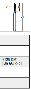 Osung Crown Anterior/ Labial, Axial, Lingual Axial Reduction and Margin Sloped Shoulder (Taper) FG Shank 126-12M1 (129 884 012) Medium Grit Diamond Bur 5/PK