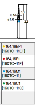 Osung Crown Anterior/ Proximal Cutting, Lingual Reduction Straight FG Shank 164-16EF1 (160TC-11EF) Extra Fine (Super Fine) Grit Diamond Bur 5/PK