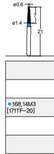 Osung Crown Anterior/ Labial, Axial, Lingual Axial Reduction and Margin Shoulder (Taper) FG Shank 168-14M3 (171TF-20) Medium Grit Diamond Bur 5/PK