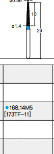 Osung Crown Anterior/ Labial, Axial, Lingual Axial Reduction and Margin Shoulder (Taper) FG Shank 168-14M5 (173TF-11) Medium Grit Diamond Bur 5/PK