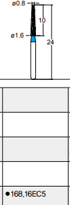 Osung Crown Anterior/ Labial, Axial, Lingual Axial Reduction and Margin Shoulder (Taper) FG Shank 168-16EC5 Coarse Grit Diamond Bur 5/PK