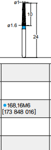 Osung Crown Anterior/ Labial, Axial, Lingual Axial Reduction and Margin Shoulder (Taper) FG Shank 168-16M6 (173 848 016) Medium Grit Diamond Bur 5/PK