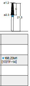 Osung Crown Anterior/ Labial, Axial, Lingual Axial Reduction and Margin Shoulder (Taper) FG Shank 168-23M1 (172TF-14) Medium Grit Diamond Bur 5/PK