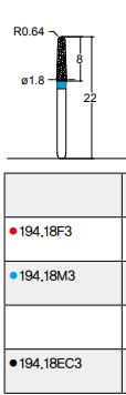 Osung Crown Anterior/ Labial, Axial, Lingual Axial Reduction and Margin Chamfer (Taper) FG Shank 194-18M3 Medium Grit Diamond Bur 5/PK