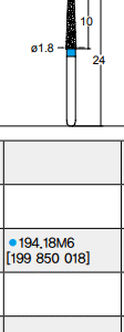 Osung Crown Anterior/ Labial, Axial, Lingual Axial Reduction and Margin Chamfer (Taper) FG Shank 194-18M6(199 850 018) Medium Grit Diamond Bur 5/PK