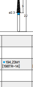 Osung Crown Anterior/ Labial, Axial, Lingual Axial Reduction and Margin Chamfer (Taper) FG Shank 194-23M1 (198TR-14) Medium Grit Diamond Bur 5/PK