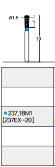 Osung Crown Posterior/ Occlusal Reduction Pear FG Shank 237-18M1 (237EX-20) Medium Grit Diamond Bur 5/PK