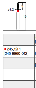 Osung Crown Posterior/ Labial, Axial, Lingual Axial Reduction and Margin Knife Edge FG Shank 245-12F1 (245 8860 012) Fine Grit Diamond Bur 5/PK