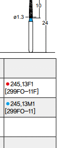 Osung Crown Posterior/ Labial, Axial, Lingual Axial Reduction and Margin Knife Edge FG Shank 245-13M1 (299FO-11) Medium Grit Diamond Bur 5/PK