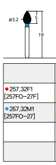 Osung Crown Anterior/ Lingual Reduction Flame FG Shank 257-32M1 (257FO-27) Medium Grit Diamond Bur 5/PK