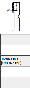 Osung Crown Anterior/ Labial, Axial, Lingual Axial Reduction and Margin Sloped Shoulder (Taper) FG Shank 284-10M1 (288 877 010) Medium Grit Diamond Bur 5/PK