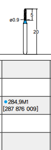 Osung Crown Anterior/ Labial, Axial, Lingual Axial Reduction and Margin Sloped Shoulder (Taper) FG Shank 284-9M1 (287 876 009) Medium Grit Diamond Bur 5/PK