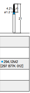 Osung Crown Anterior/ Labial, Axial, Lingual Axial Reduction and Margin Sloped Shoulder (Taper) FG Shank 294-12M2 (297 877K 012) Medium Grit Diamond Bur 5/PK