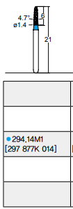 Osung Crown Anterior/ Labial, Axial, Lingual Axial Reduction and Margin Sloped Shoulder (Taper) FG Shank 294-14M1 (297 877K 014) Medium Grit Diamond Bur 5/PK
