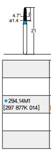 Osung Crown Anterior/ Labial, Axial, Lingual Axial Reduction and Margin Sloped Shoulder (Taper) FG Shank 294-14M1 (297 877K 014) Medium Grit Diamond Bur 5/PK