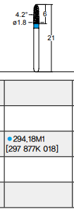 Osung Crown Anterior/ Labial, Axial, Lingual Axial Reduction and Margin Sloped Shoulder (Taper) FG Shank 294-18M1 (297 877K 018) Medium Grit Diamond Bur 5/PK