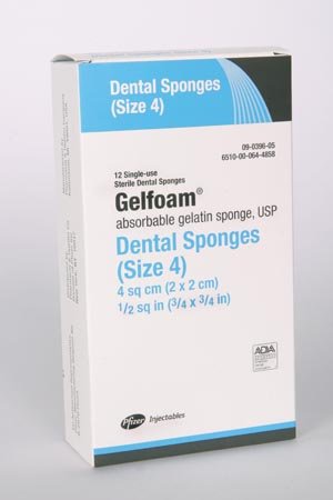 PFIZER GELFOAM® ABSORBABLE DENTAL SPONGE - Absorbable Sponge (Rx), Size 4, 2 sponges/envelope, 6 env/pk