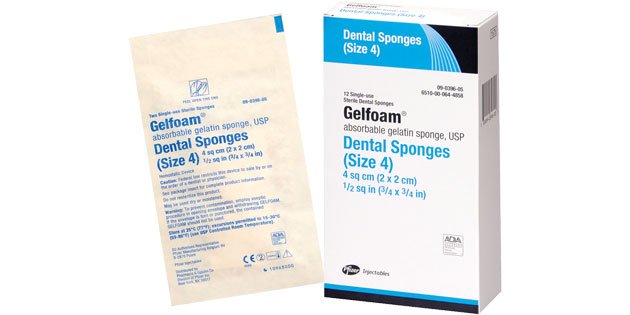 PFIZER GELFOAM® ABSORBABLE DENTAL SPONGE - Absorbable Sponge (Rx), Size 4, 2 sponges/envelope, 6 env/pk