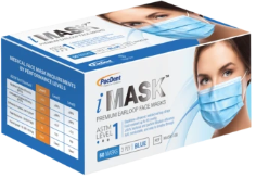 Pac-Dent IMask™ Premium Ear-Loop Face Masks ASTM Level 1, Blue, 50 pcs/box