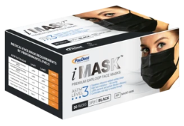 Pac-Dent IMask™ Premium Ear-Loop Face Masks ASTM Level 3, Black, 50 pcs/box