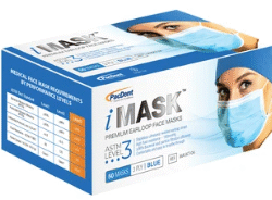  Pac-Dent iMask™ Premium Ear-Loop Face Masks ASTM Level 3, Blue, 50 pcs/box