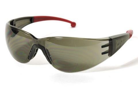 Gemini, Bifocal Readers Grey Frame w/ Burgundy Tips - Grey Lens 1.5 Diopter