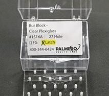 Palmero Healthcare Clear Plexiglass 27 Hole Bur Blocks with Boxes - Friction Grip