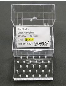 Palmero Healthcare Clear Plexiglass 27 Hole Bur Blocks with Boxes - Friction Grip