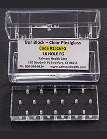 Palmero Healthcare Clear Plexiglass 16 Hole Bur Blocks with Boxes - Friction Grip