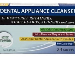 Plasdent Dental Appliance Cleanser Tablets, Mint Flavor, 24tablets/box, Clean in 15 mins.