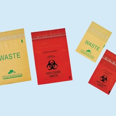 Plasdent BIO HAZARD WASTE BAG-STICK ON Adheres to most work surfaces, 9" x 10", Red (200pcs/box)