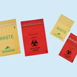 Plasdent MINI BIO HAZARD WASTE BAG-STICK ON Adheres to most work surfaces, 6" x 6", Red (200pcs/box)