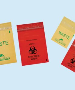 Plasdent MINI BIO HAZARD WASTE BAG-STICK ON Adheres to most work surfaces, 6" x 6", Red (200pcs/box)