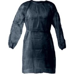Plasdent Poly supreme REUSABLE Isolation Gowns, Ties at Neck and Waist - One Size Fits Most , Black 1 / Bag 