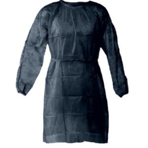 Plasdent Poly supreme REUSABLE Isolation Gowns, Ties at Neck and Waist - One Size Fits Most , Black 1 / Bag 