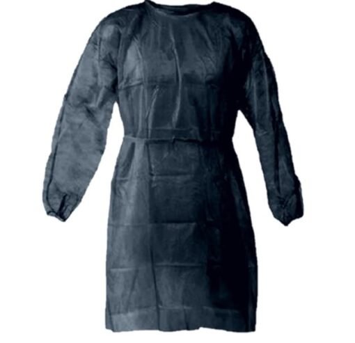 Plasdent Poly supreme REUSABLE Isolation Gowns, Ties at Neck and Waist - One Size Fits Most , Black 1 / Bag