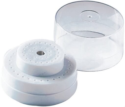 Plasdent Round 2-Tier Bur Block, White, Standard Lid