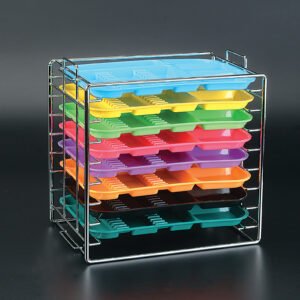 Plasdent TRAY RACK, Chrome, for Size A Tray (Stackable) (15"W x 9¾"D x 14⅛"H) Capacity : 8
