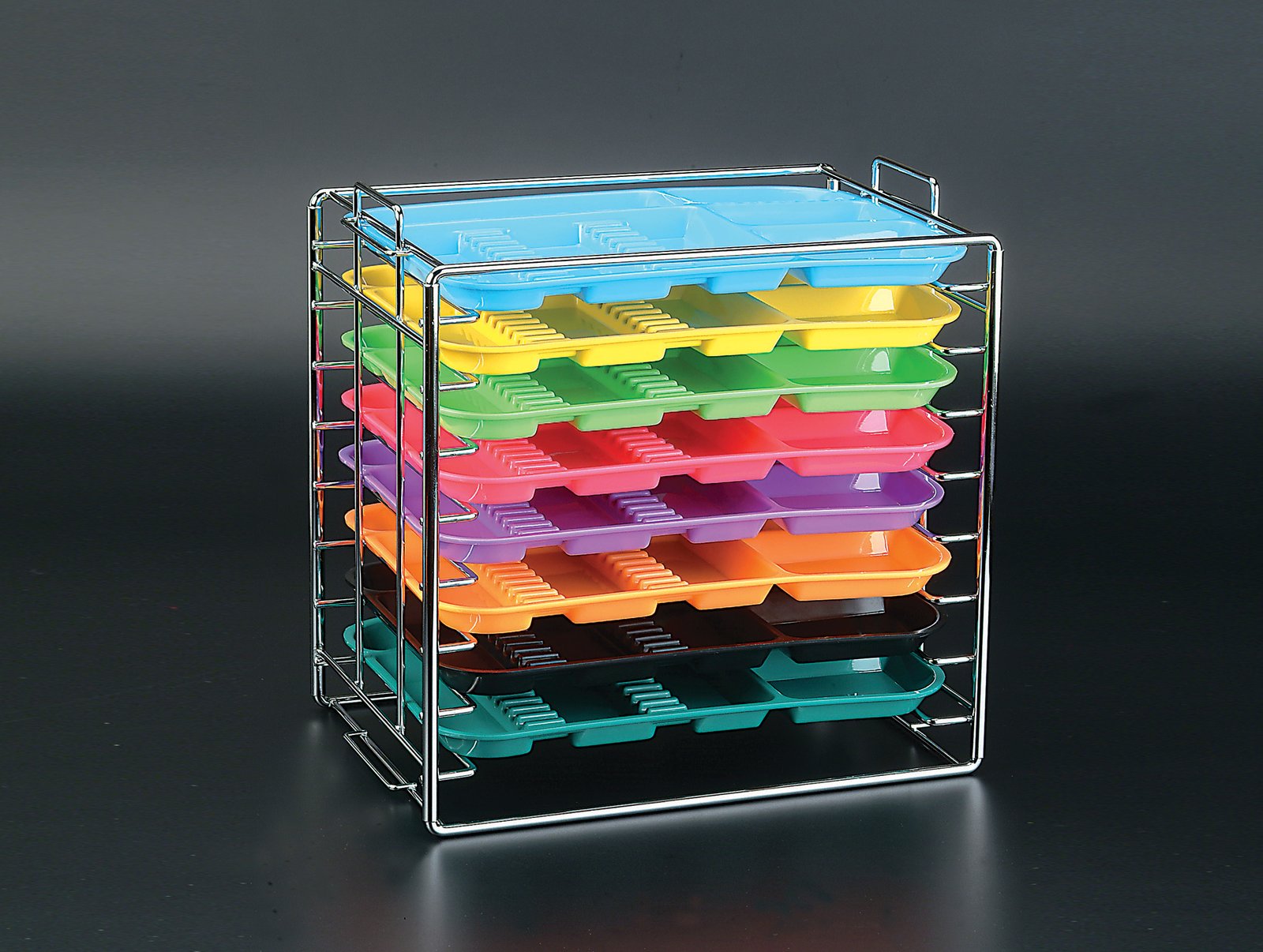 Plasdent TRAY RACK, Chrome, for Size A Tray (Stackable) (15"W x 9¾"D x 14⅛"H) Capacity : 8