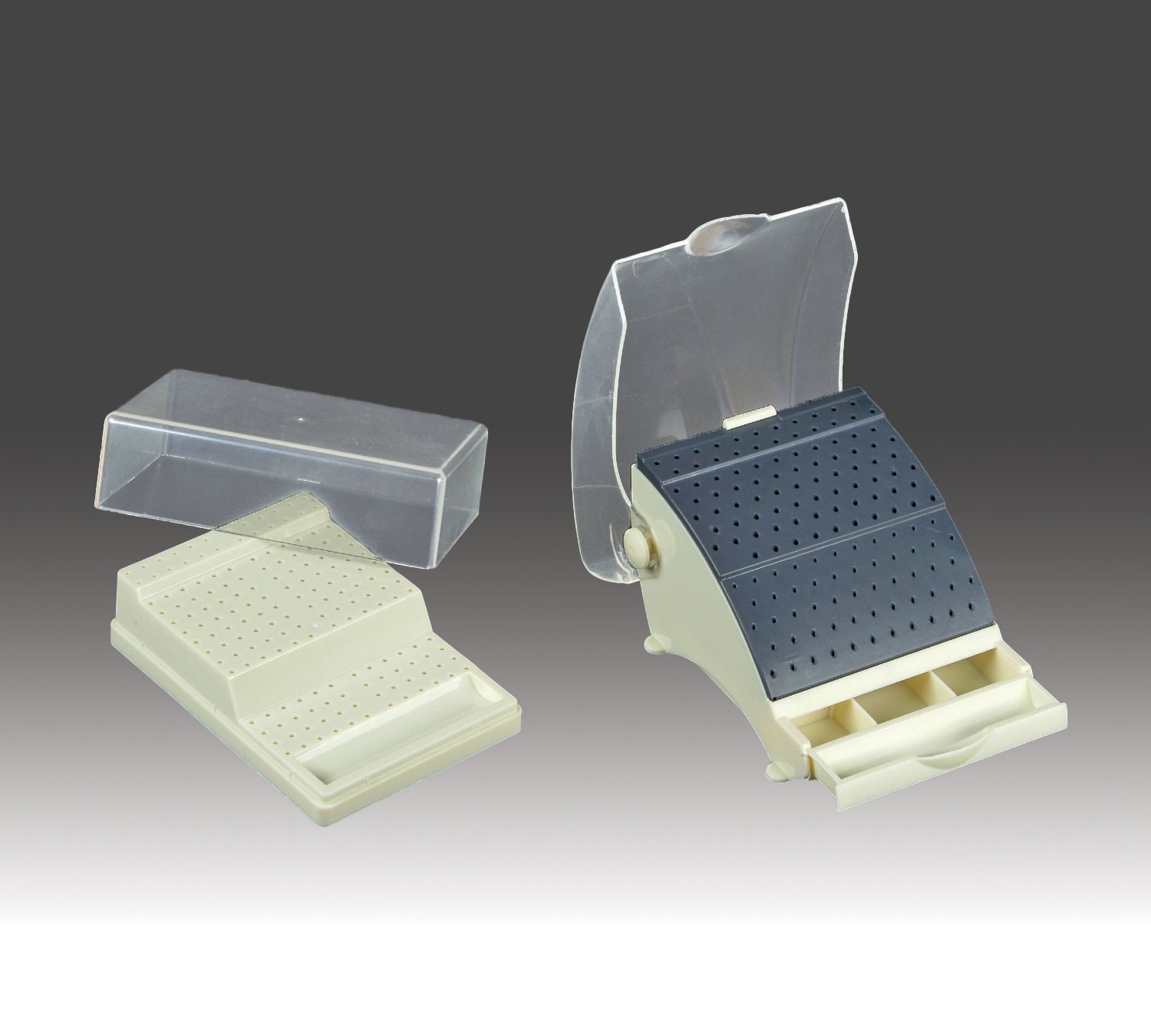 Plasdent LARGE BUR STATION W/ LID, Ivory, 87FG/RA & 55FG