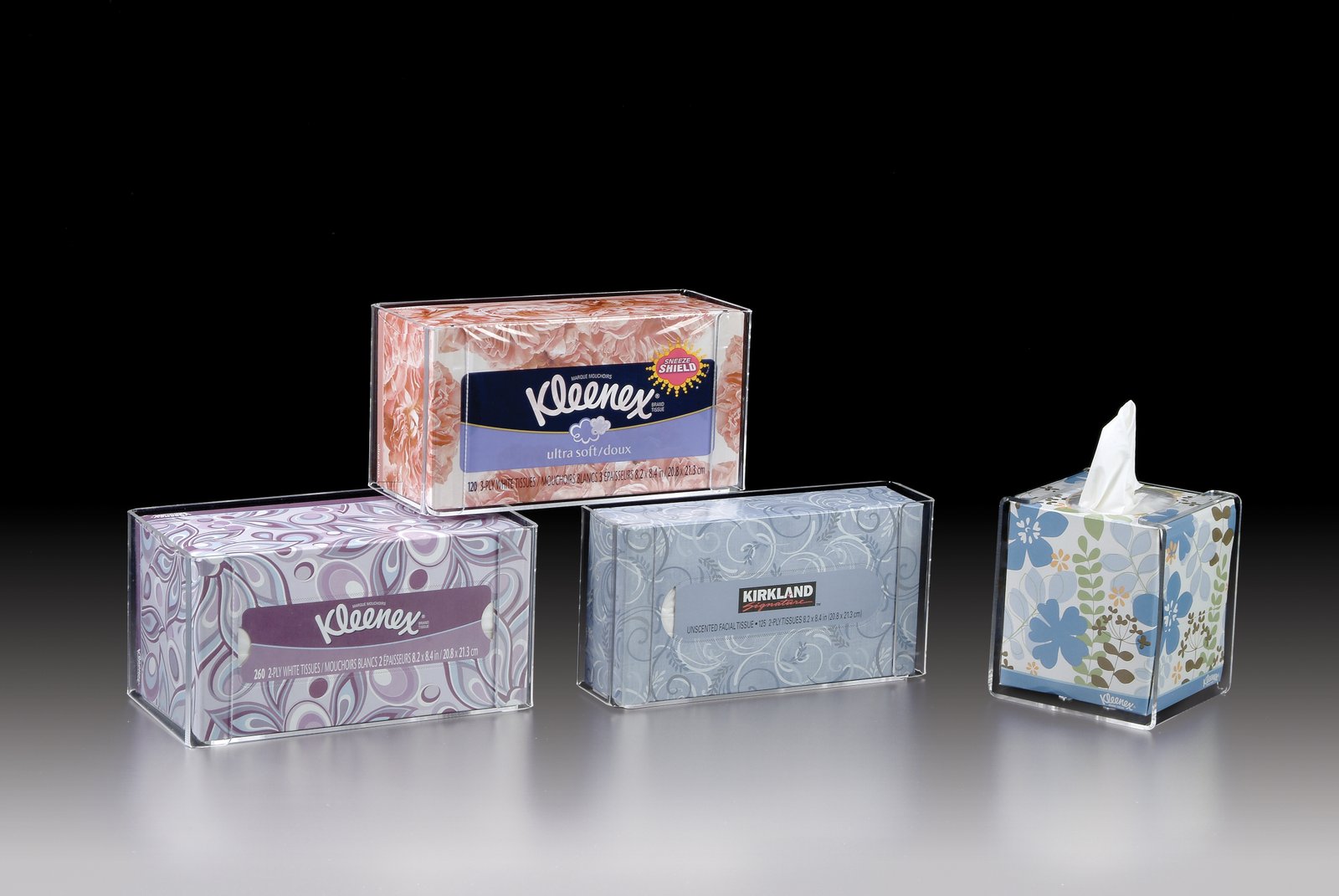 Plasdent ACRYLIC TISSUE BOX DISPENSER for (4¾"W x 9"L x 2"H) BOX HORIZONTAL