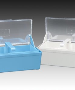 Plasdent GERMICIDE TRAY W/CLEAR LID, (10⅜"W x 3¼"H x 4"D) - WHITE